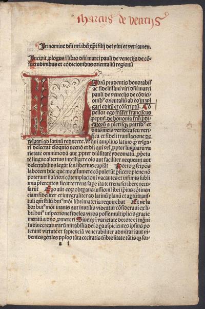 Marco Polo, "De consuetudinibus et conditionibus orientalium regionum", Gouda, G. Leeu, ca. 1483