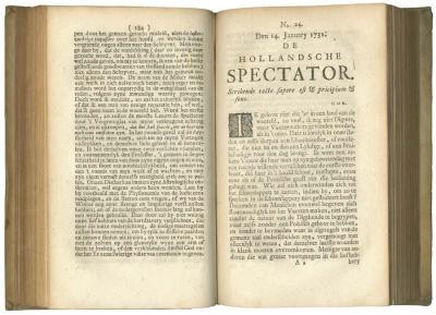 Twee pagina's uit "De Hollandsche Spectator", 1732