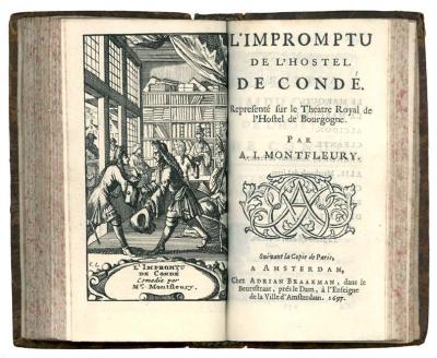 Caspar Luiken, titelprent van A.I. Montfleury, "L'impromptu de l'Hostel de Condé", Amsterdam, 1697