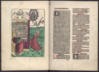 Twee pagina's uit Ludolphus de Saxonia, "Tboeck vanden leven Jhesu Christi", Gouda, Gheraert Leeu, 1487